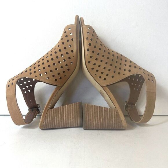 Marc Fisher Womens 9M Tan Leather Open Toe Sling Back High Heel Wrap Sandals New - Picture 5 of 10